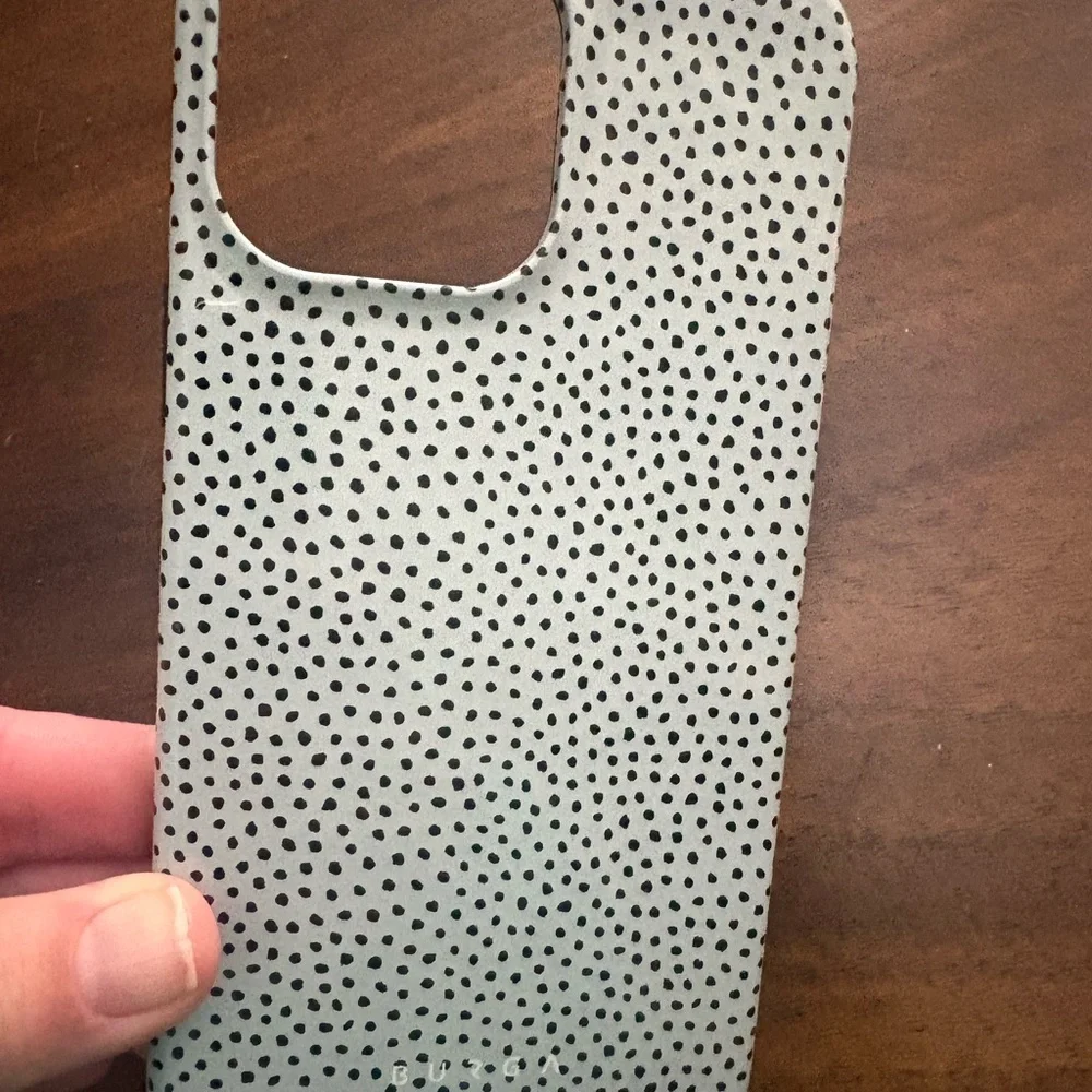 BURGA I Phone Cover Case 14 Pro Max Green Black Polka Dot Cute Preppy
